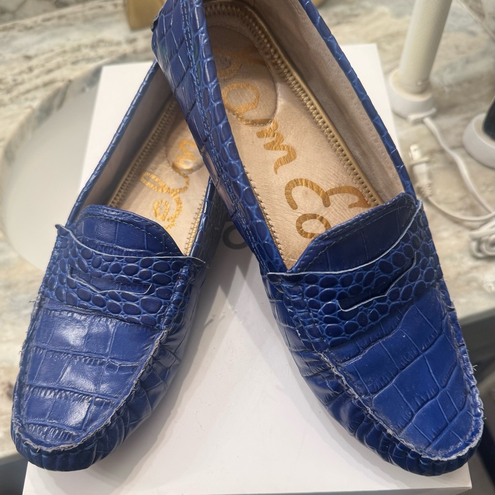 Sam Edelman Royal Blue Embossed Loafers never worn!